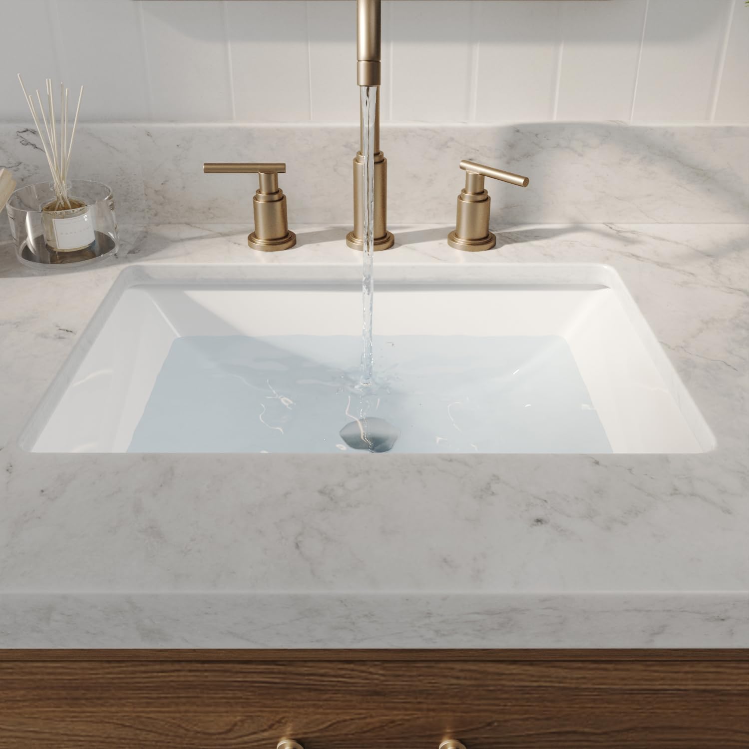 ARIEL 15.13" x 20.25" Rectangle Undermount Bathroom Sink, Rectangular Basin, Porcelain UPC Certified Material, Overflow-Proof, Modern Design - Image 3