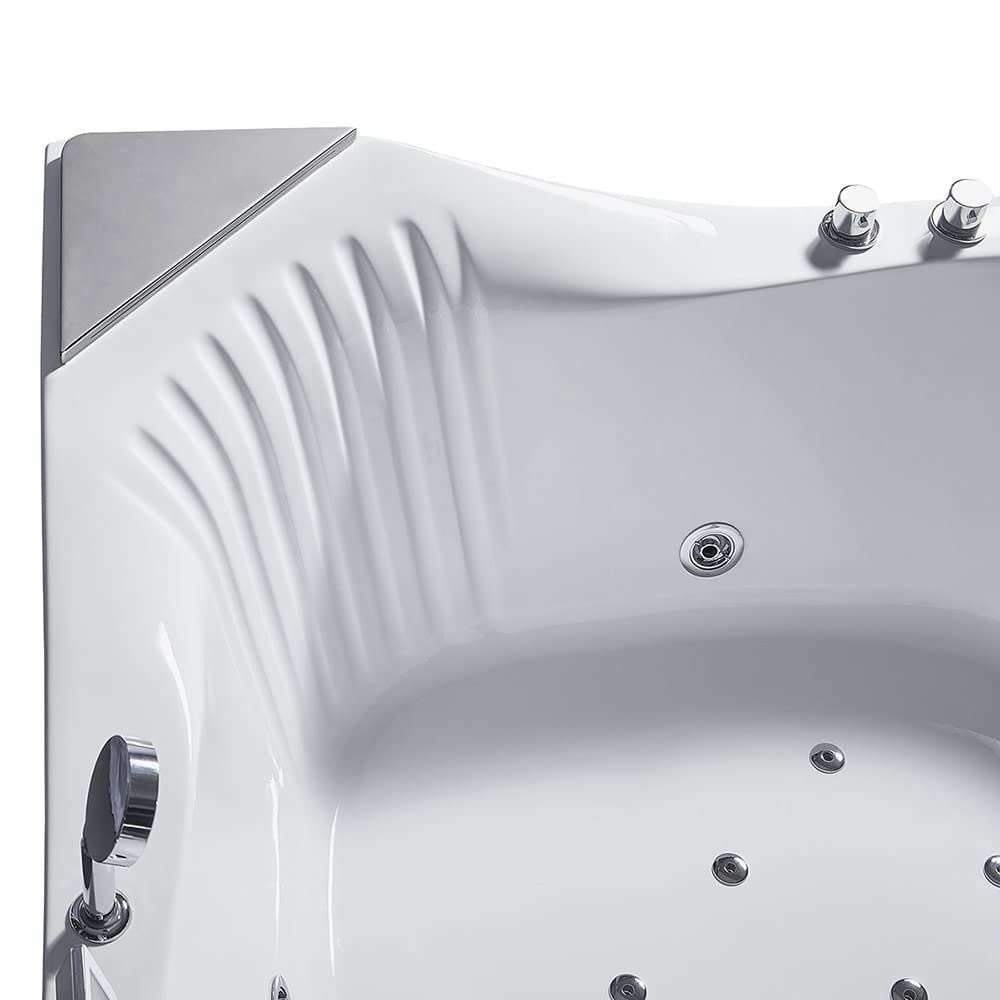 ARIEL 59" Triangular Platinum Whirlpool Bathtub with 22 Hydro Jets, Two-Person Jetted Hot Tub with Customizable Massage, Waterfall, Hot/Cold Inlets & Smart Features - Image 6