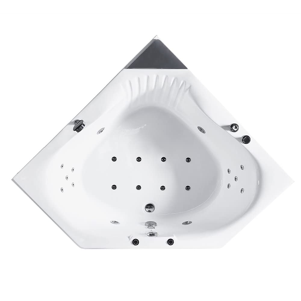 ARIEL 59" Triangular Platinum Whirlpool Bathtub with 22 Hydro Jets, Two-Person Jetted Hot Tub with Customizable Massage, Waterfall, Hot/Cold Inlets & Smart Features - Image 8
