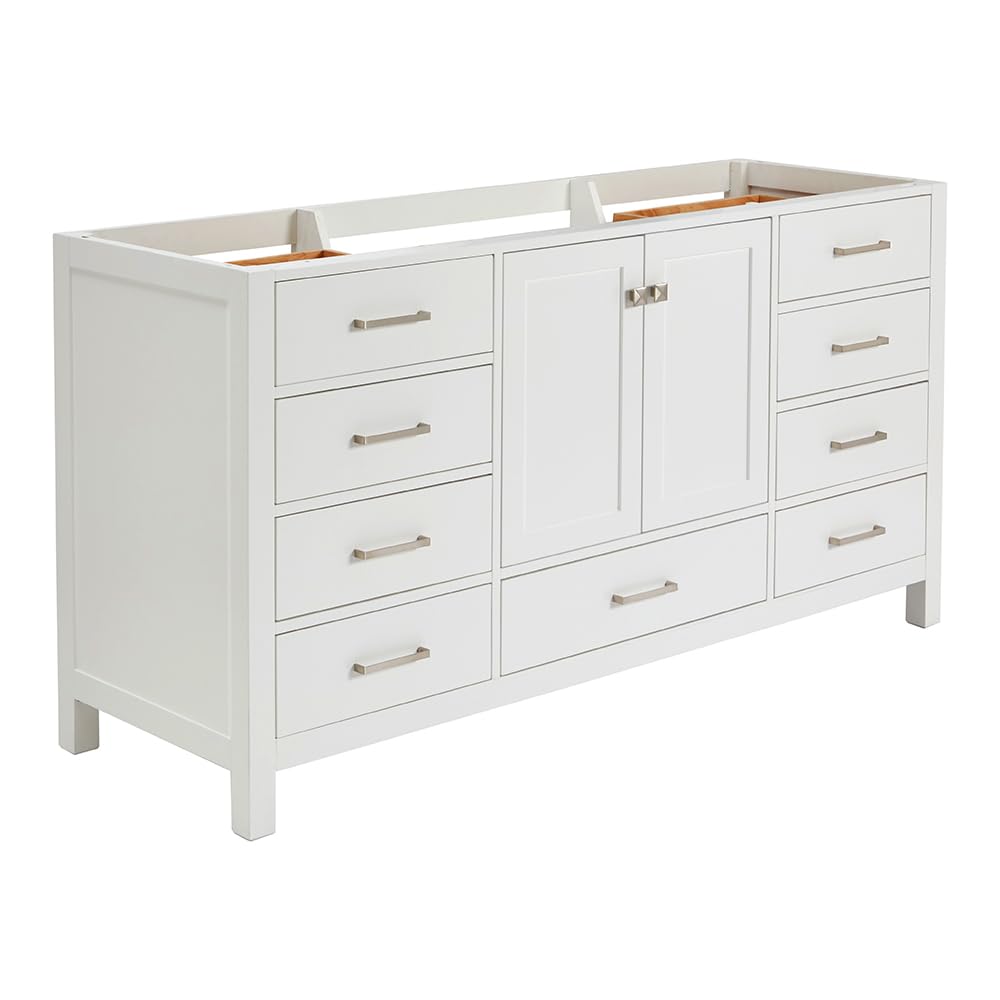 ARIEL Bathroom Vanity Base Cabinet 66" Inch in 66" Grey, Single Sink Configuration, 2 Soft Closing Doors, 9 Full Extension Dovetail Drawers, Brushed Nickel - Image 4