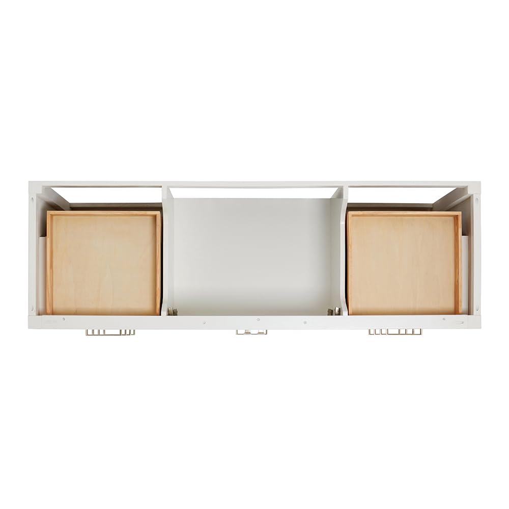 ARIEL Bathroom Vanity Base Cabinet 66" Inch in 66" Grey, Single Sink Configuration, 2 Soft Closing Doors, 9 Full Extension Dovetail Drawers, Brushed Nickel - Image 8