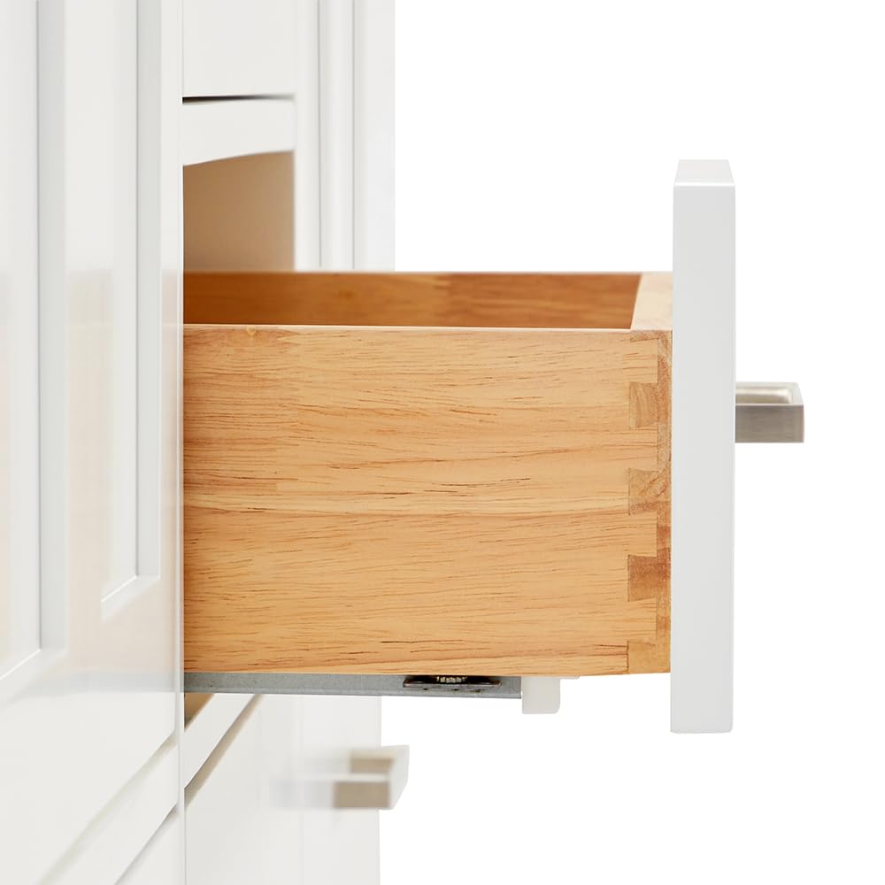 ARIEL Bathroom Vanity Base Cabinet 66" Inch in 66" Grey, Single Sink Configuration, 2 Soft Closing Doors, 9 Full Extension Dovetail Drawers, Brushed Nickel - Image 9