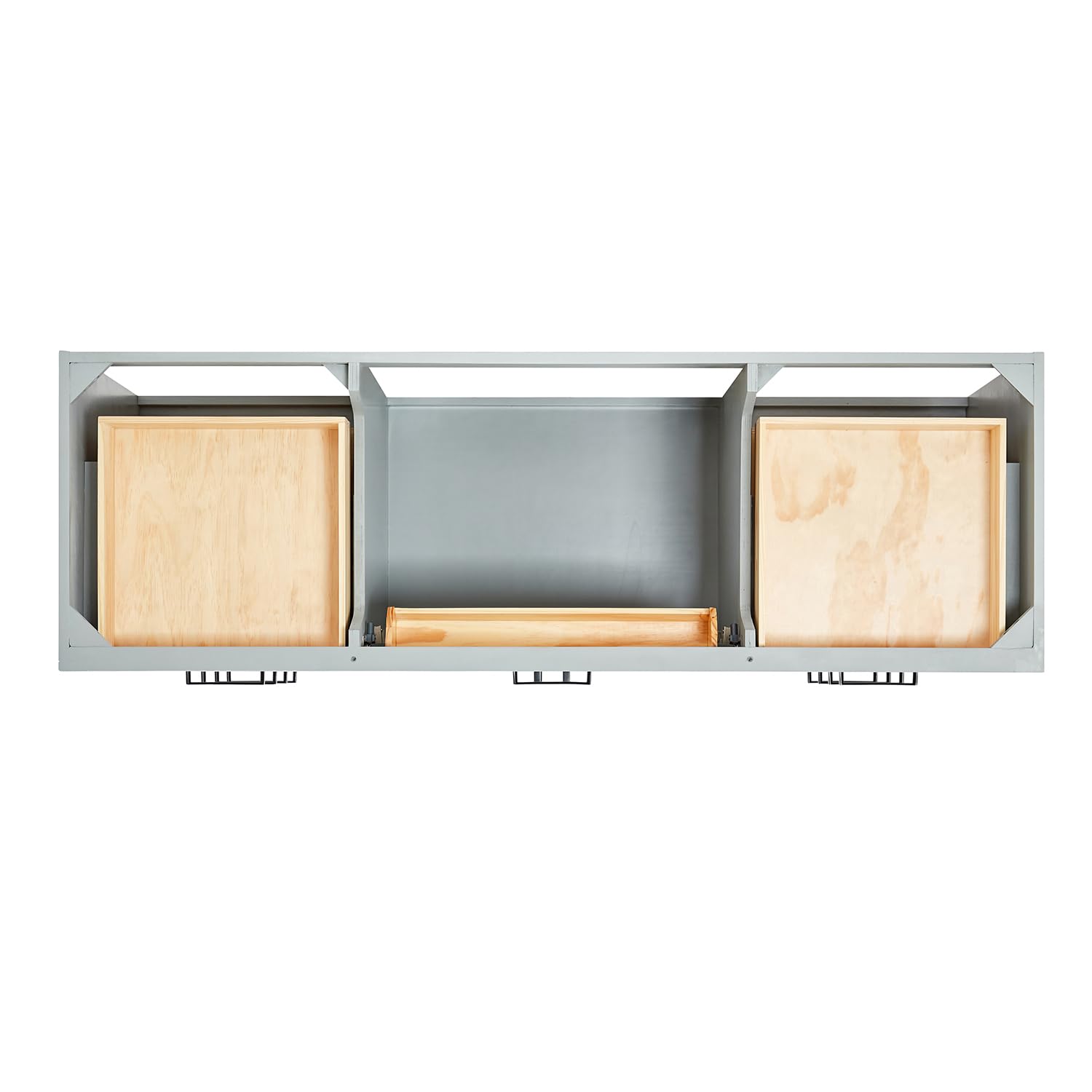 ARIEL Bathroom Vanity Base Cabinet 66" Inch in Grey, Single Sink Configuration 2 Soft Closing Doors, 9 Full Extension Dovetail Drawers, Toe Kick, Matte Black - Image 8
