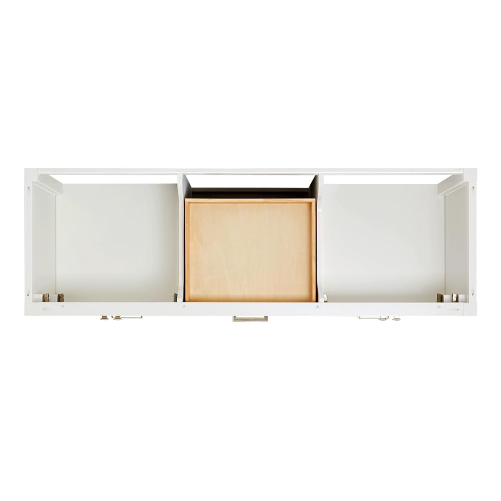 ARIEL Bathroom Vanity Base Cabinet 66" Inch in White, Dual Sink Configuration, 4 Soft Closing Doors, 6 Full Extension Dovetail Drawers, Brushed Nickel - Image 8