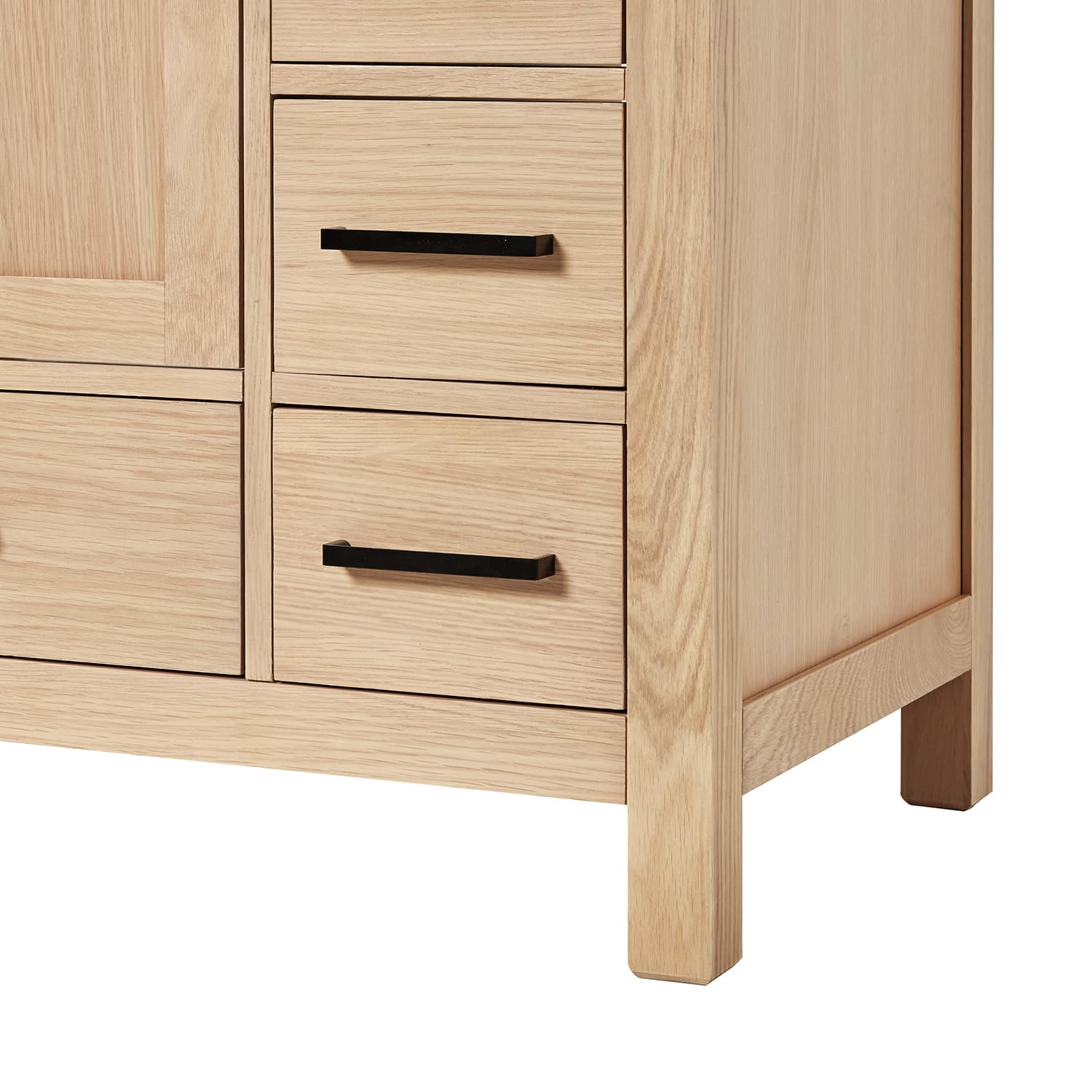 ARIEL Cambridge 54-inch Bathroom Vanity with Sink,Solid Wood, 1.5-inch Carrara White Quartz Countertop & Backsplash, Single Oval Porcelain Sink, 2 Soft Closing Doors, 9 Dovetail Drawers, White Oak - Image 13