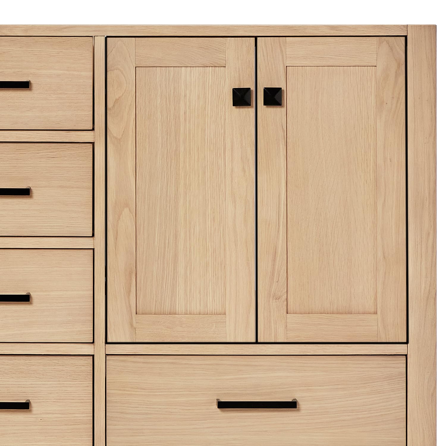 ARIEL Cambridge 72-inch Bathroom Vanity with Sink,Solid Wood, 1.5-inch Carrara White Quartz Countertop & Backsplash, Double Oval Porcelain Sink, 4 Soft Closing Doors, 6 Dovetail Drawers, White Oak - Image 14