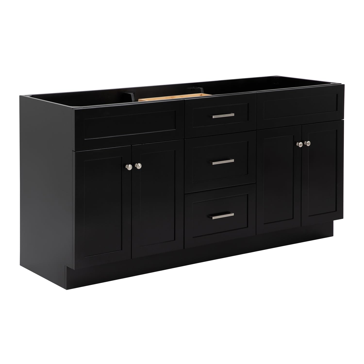 ARIEL Hamlet 66 Inch Double Sink Base Cabinet in Black - Image 4