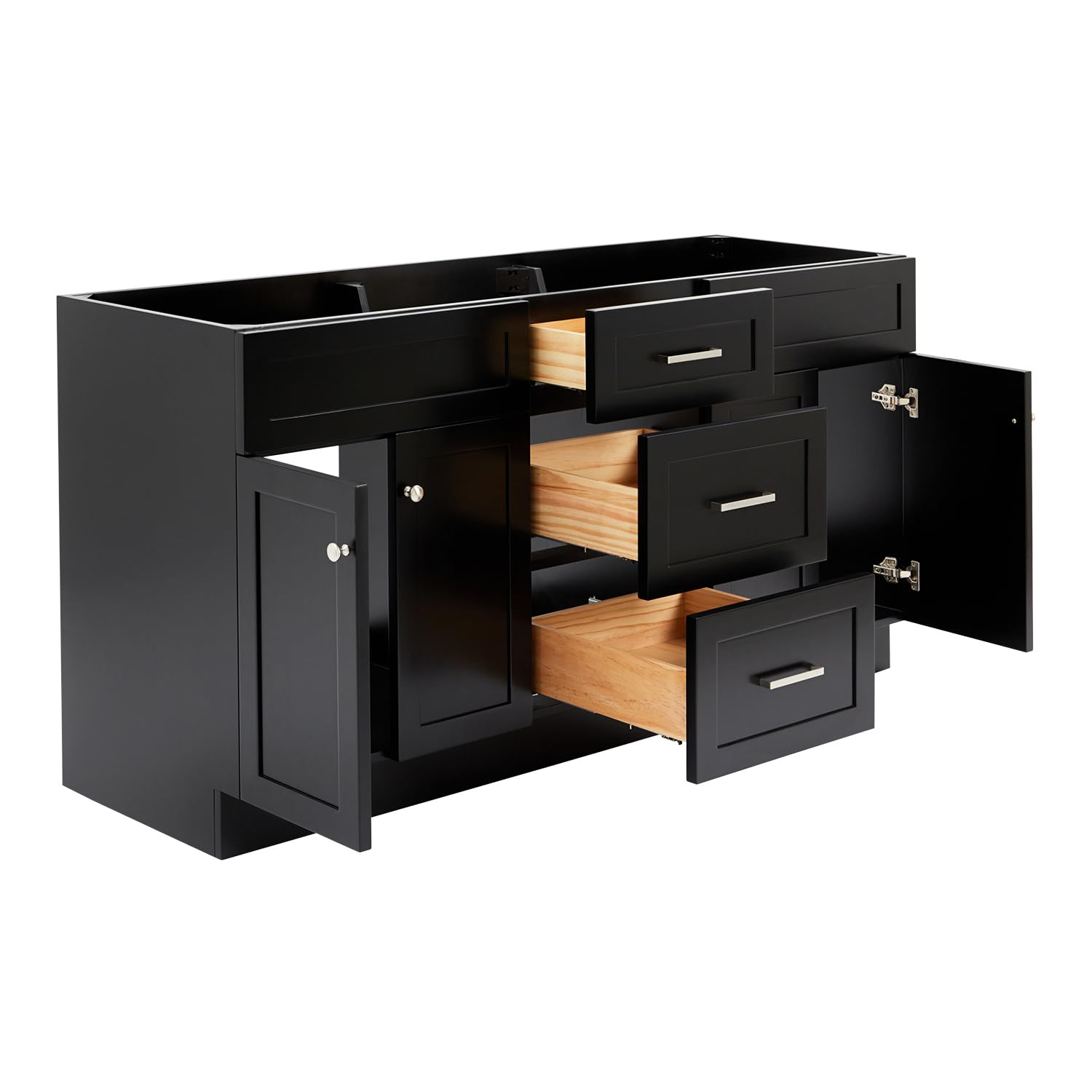 ARIEL Hamlet 66 Inch Double Sink Base Cabinet in Black - Image 5