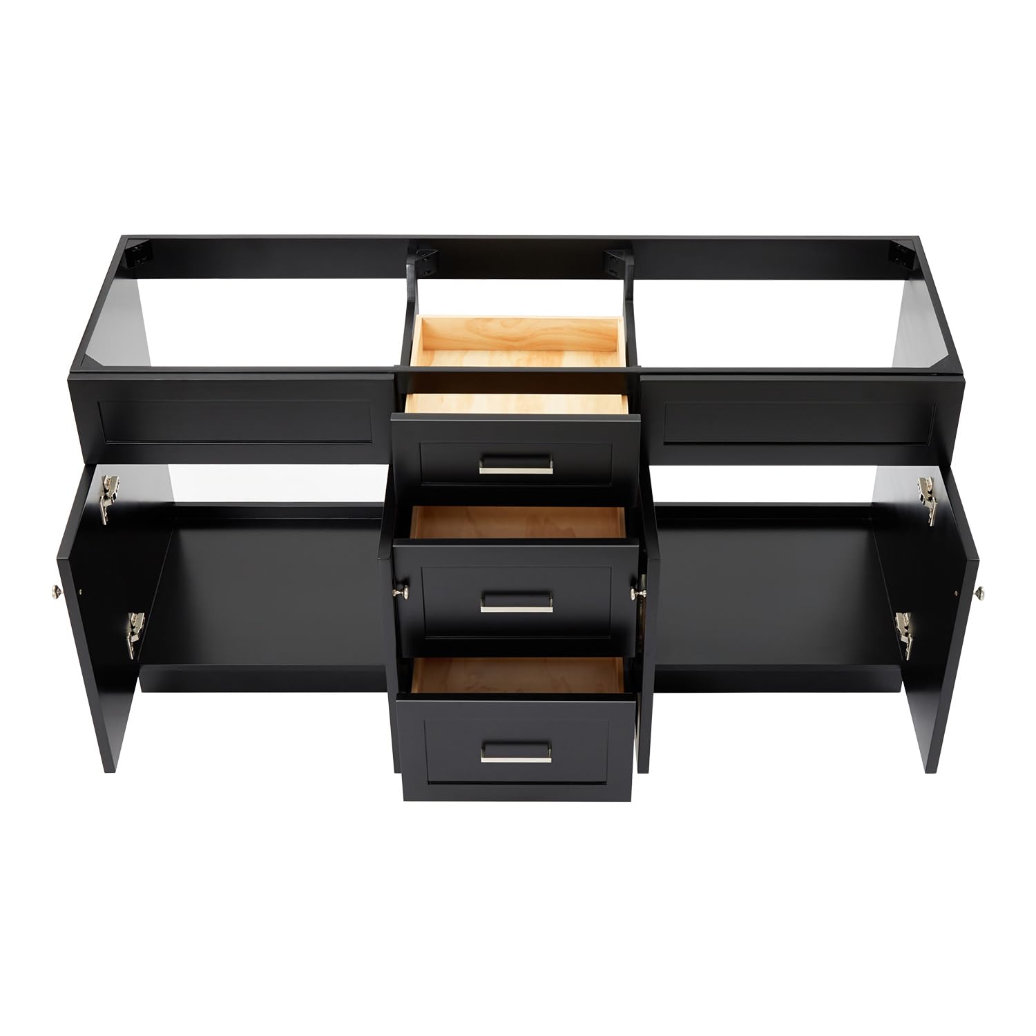 ARIEL Hamlet 66 Inch Double Sink Base Cabinet in Black - Image 6