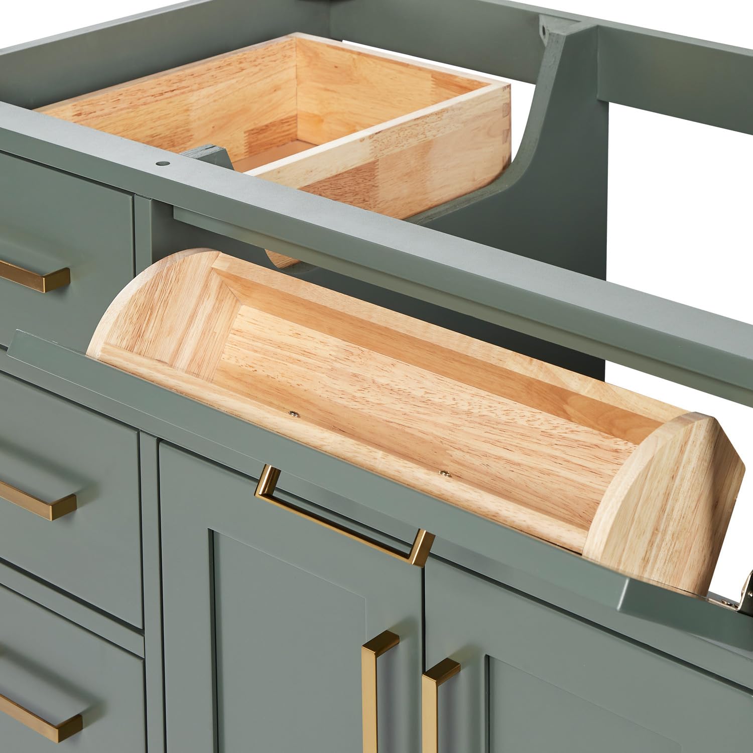 ARIEL Hepburn 55 Inch Single Oval Sink Bathroom Vanity with Pure White Quartz Countertop 1.5 Inch in Vintage Green - Image 7