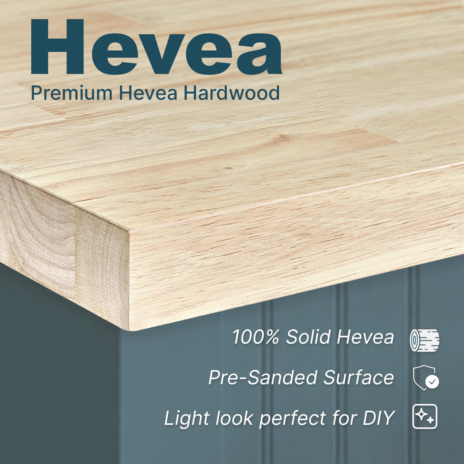 ARIEL Hevea Unfinished Butcher Block Countertop 48" L x 25" W x 1.5" Th - Image 4