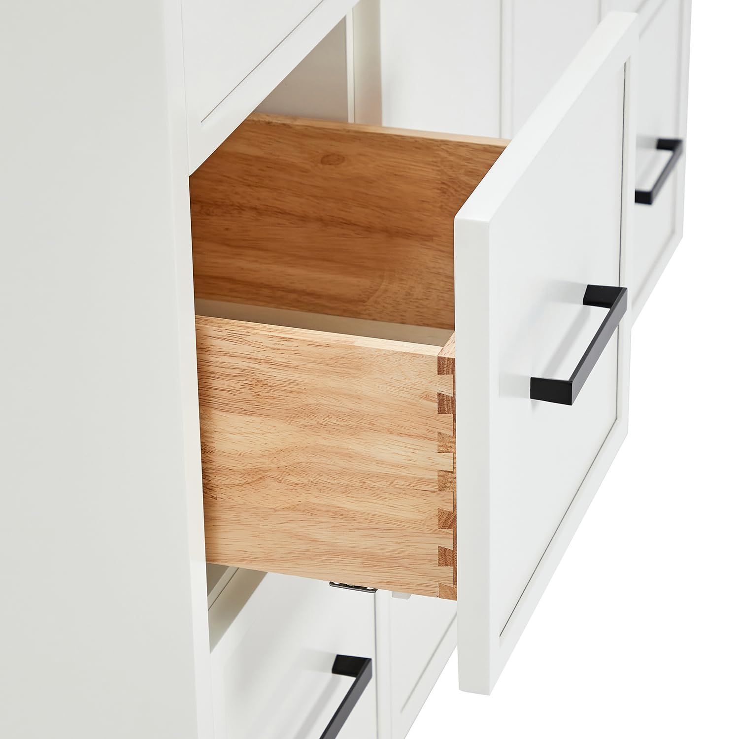 ARIEL Kelly 60-inch Bathroom Vanity with Sink,Solid Wood, 1.5-inch Italian Carrara Marble Countertop & Backsplash, Single Rectangular Porcelain Sink, 2 Soft Closing Doors, 7 Dovetail Drawers, White - Image 4