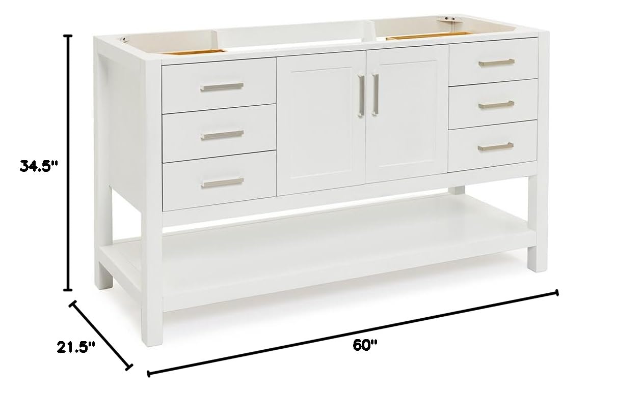 ARIEL Magnolia 60" Single Sink Base Cabinet in White - Image 3